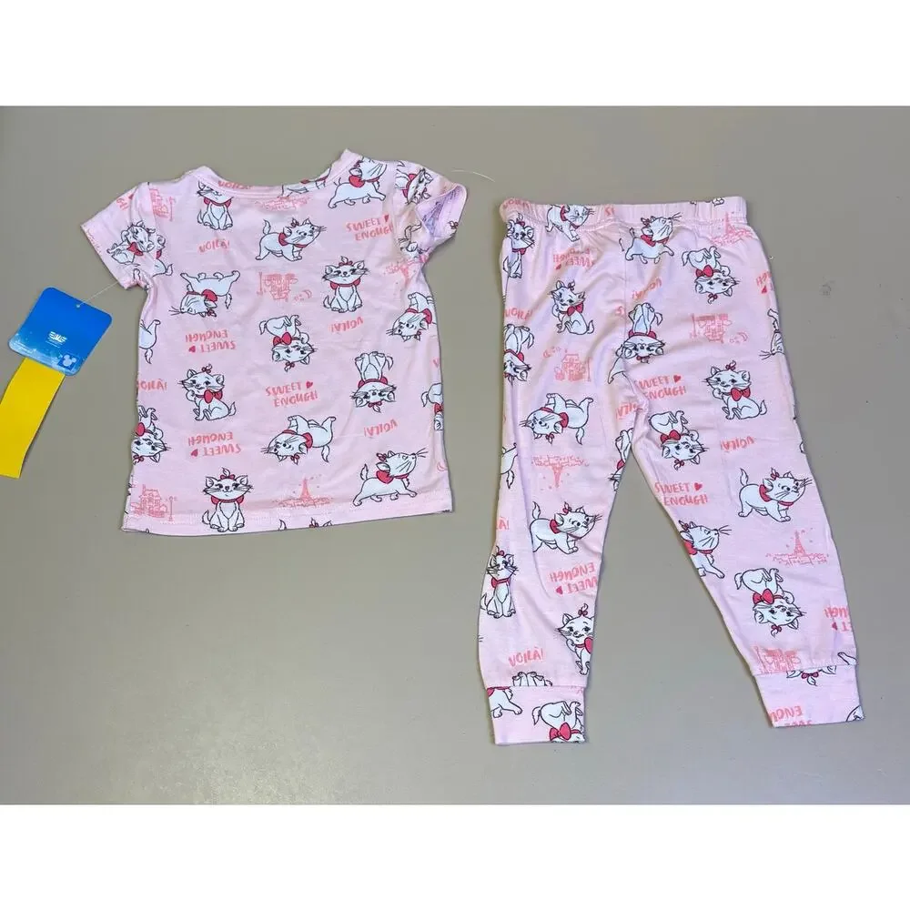 Toddler Girls Disney Aristocats Marie Pajama Set 2T Pink 2 Piece PJs NWT